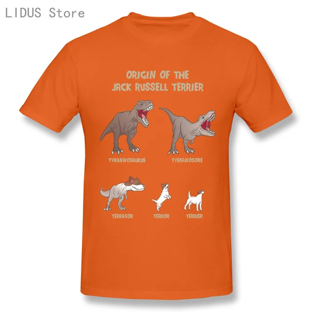 LIDUS Origin Of The Jack Russell Terrier Evolution History Meme Shirt Short Sleeved Tshirt Fashion Cotton T-shirt Tee Shirts Orange