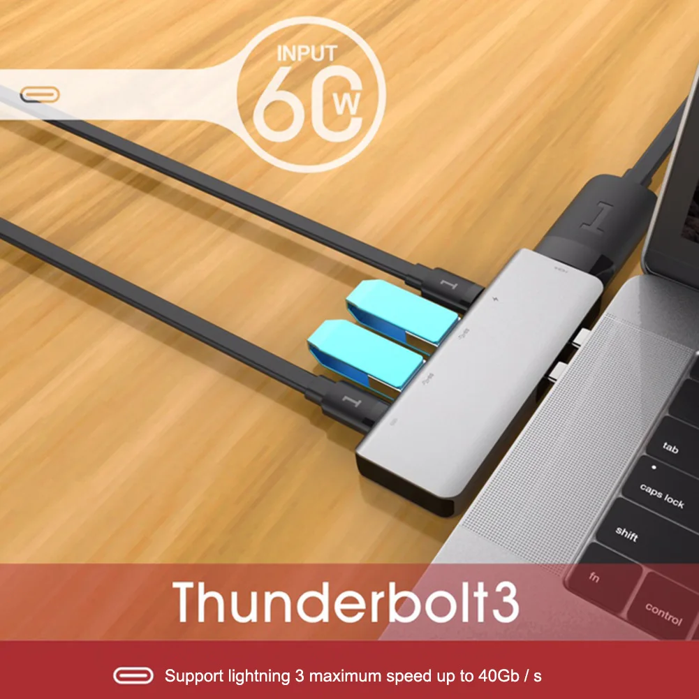 Двойной тип C к USBC Thunderbolt 3 PD Быстрая зарядка концентратор 2 USB 3,0 HDMI 4K 30HZ USB-C многопортовый сплиттер адаптер для Macbook Pro