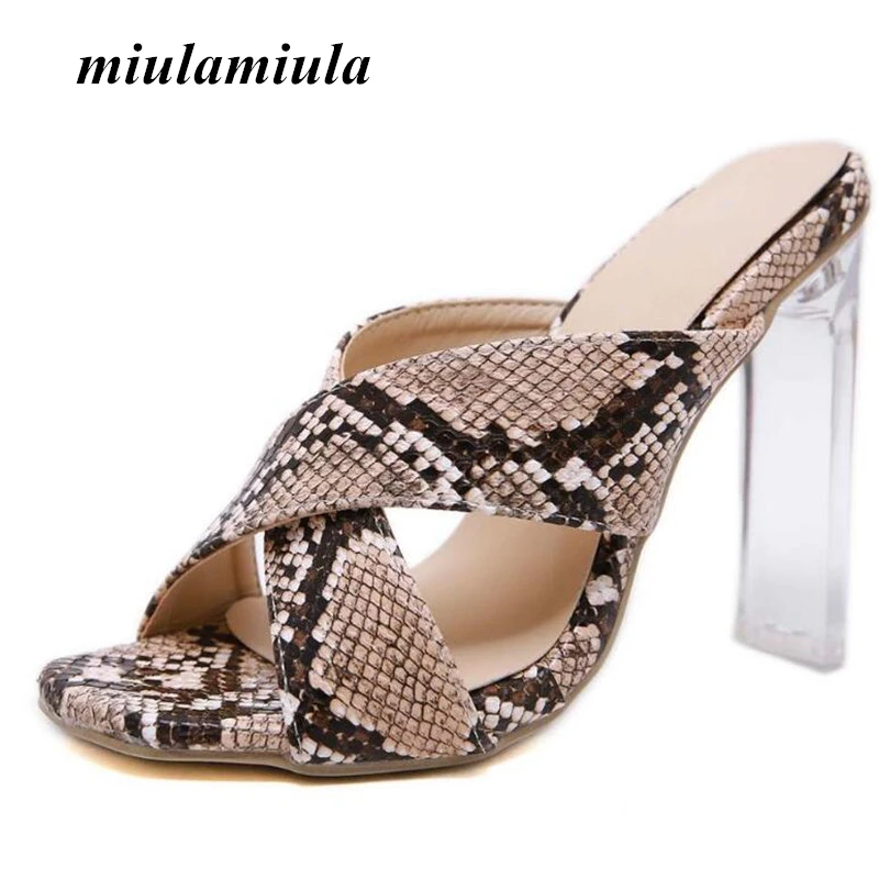 

Miula Miula Summer Women Sandals High Heels Crystal Style Stiletto Snake Pattern Upper Banquet Shoes Cute Sweet Woman Shoes
