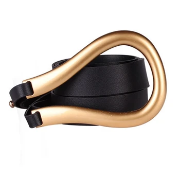 

JHD-Ladies Belt High Quality Large Metal Buckle Runway Fashion Double Belt