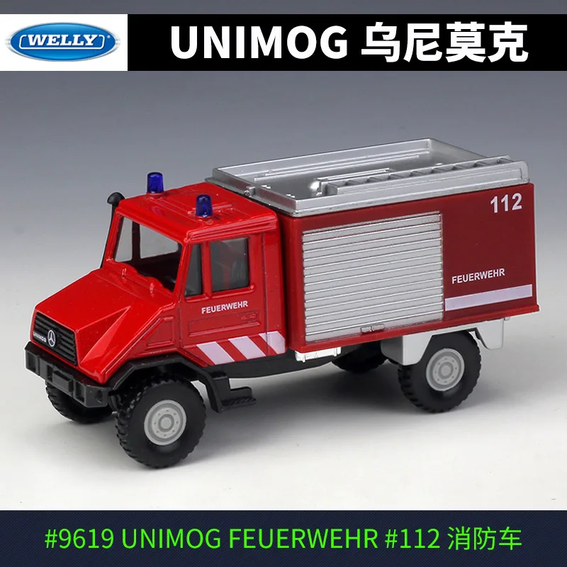 Welly Diecast пожарная машина Engining Truck дорожная подметальная UNIMOG Benz модель из сплава