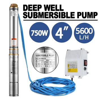 

VEVOR 4 Inch 0.75KW Deep Well Pump 1HP 6500L/H Submersible Pump + 20M Cable + Contrl Box for Garden Home Agricultural Irrigation