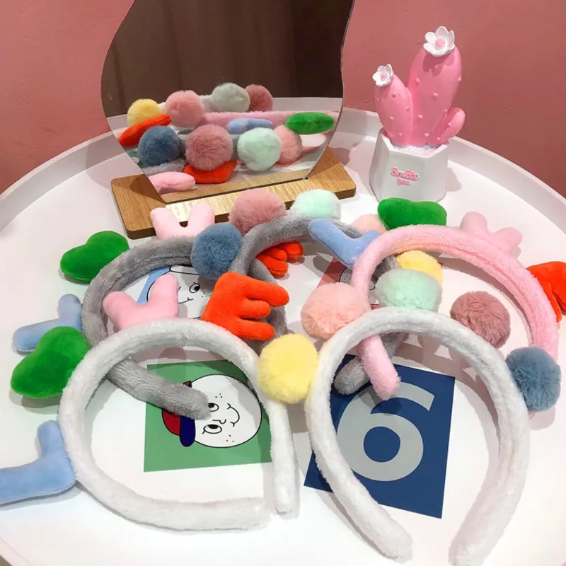 

[Xwen]2020 New Girls Cute Soft Colorful Wool Ball Hair Hoop Lovely Color Plush Shampoo Headband Fashion Hair Accessories WEA0047
