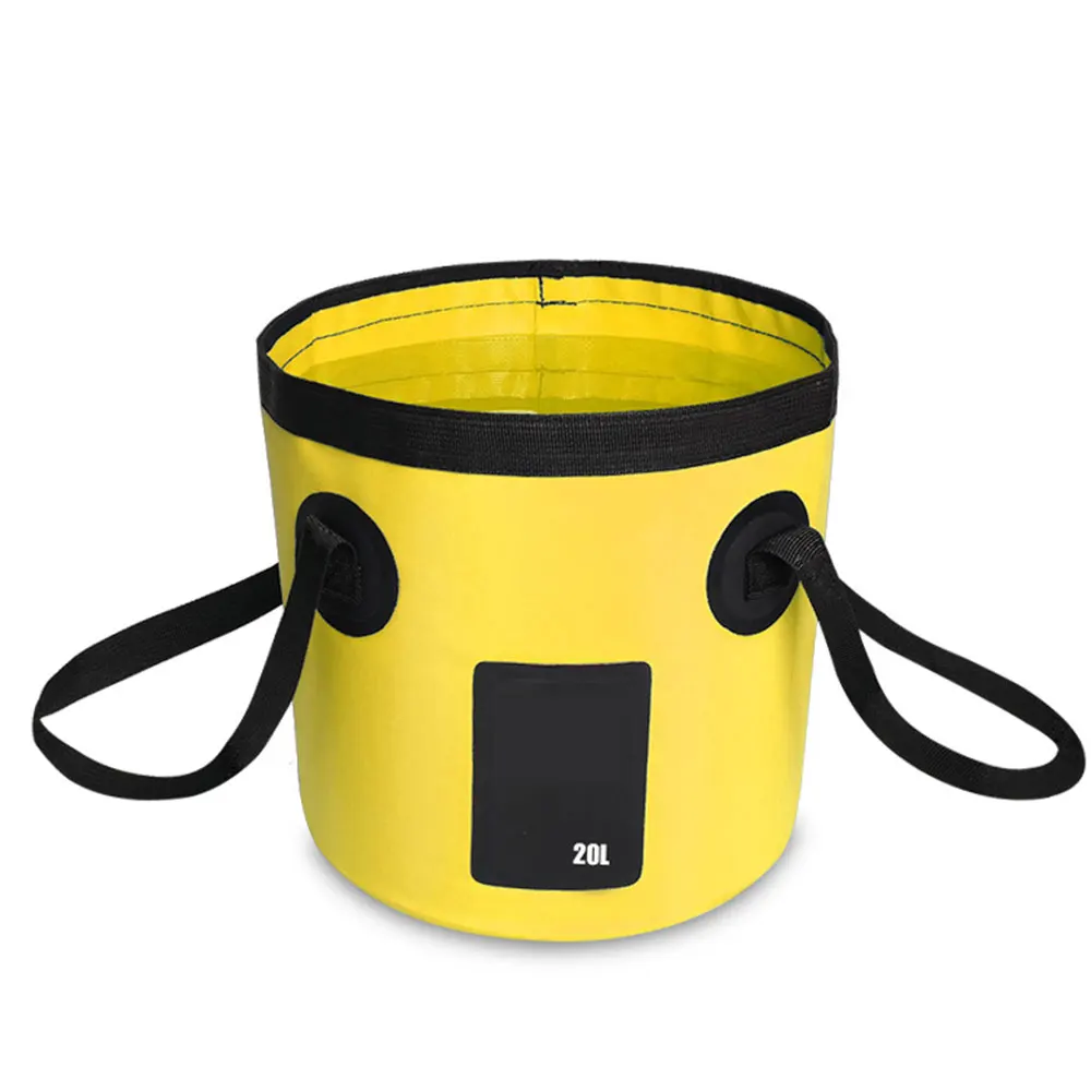 Yellow Practical 5 Color Waterproof Fabric Wash Basin Camping Folding Bucket Fishing Bucket Outdoor Collapsible Sink - Цвет: Yellow