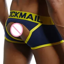 JOCKMAIL, фирменное Мужское нижнее белье с открытой спиной, cueca, боксеры, сексуальные трусики без нижней части, мужские боксеры, шорты, хлопок, открытая спина, Гей Нижнее белье