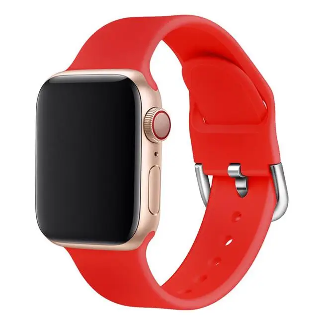 Силиконовый ремешок Apple watch band 44 мм 40 мм iWatch band 42 мм 38 мм спортивный браслет ремешок для Apple watch 4 3 2 1 42/38/40 44mm - Цвет ремешка: red