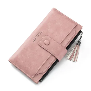 

HGCBB Vintage Women Wallet with Card Holder 2020 Faux Leather Wallets Woman Large Capacity Purse Ladies Tassels Gray Pink Red