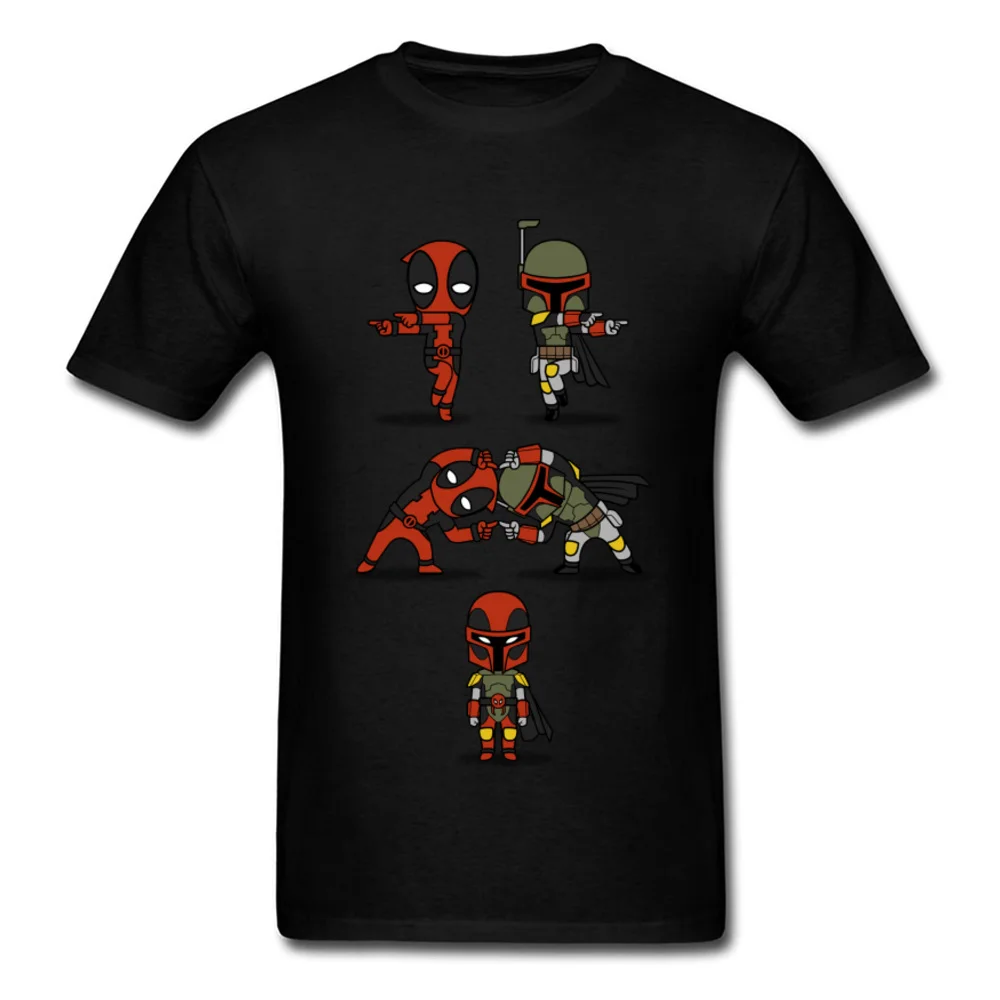 Забавная брендовая новая футболка Boba Fett Fusion Deadpool Мужская футболка Trooper Starwars o-образным вырезом хлопок топы Футболка свободная повседневная - Цвет: Black