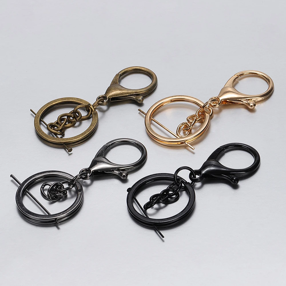 20pcs/lot Metal Key Rings Key Chains with Lobster Clasps Gold/Rhodium Color  Tone Keyrings Split Rings KeyChains Wholesale Z434