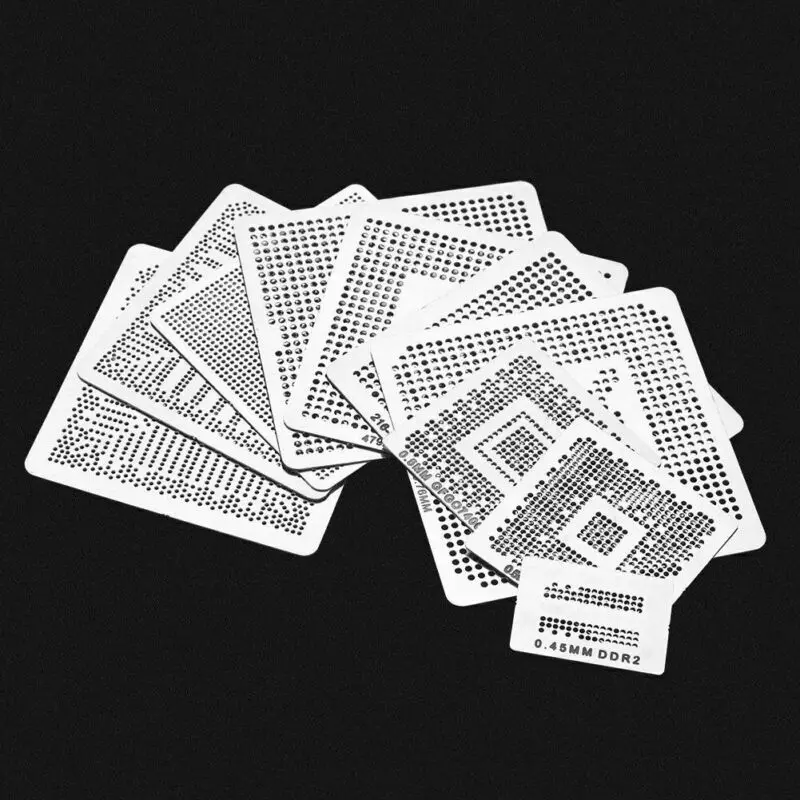 

New 130pcs BGA Reball Reballing Rework Net Universal Stencil Directly Heat Set