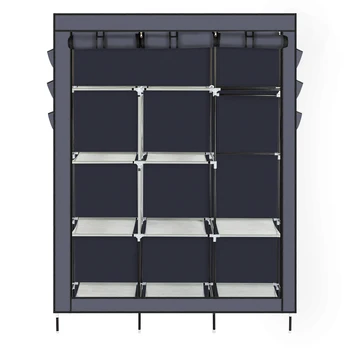 

69" High-Leg Non-Woven Fabric Assembled Cloth Wardrobe Gray Dust-Proof Classified Rack Cover Elegant Dark Grey Bedroom Garderobe