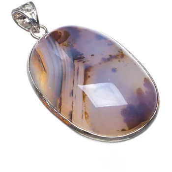 

Natural Scenic Dendritic Agate Handmade 925 Sterling Silver Pendant 1.5" D1440