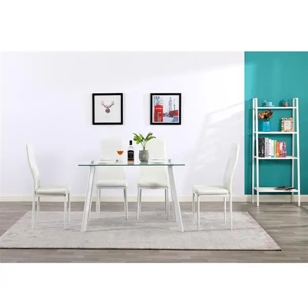 

6 PCS Dining Chairs Kitchens Dining Rooms Furniture + 8mm High Quality Transparent Tempered Glass Dining Table Set