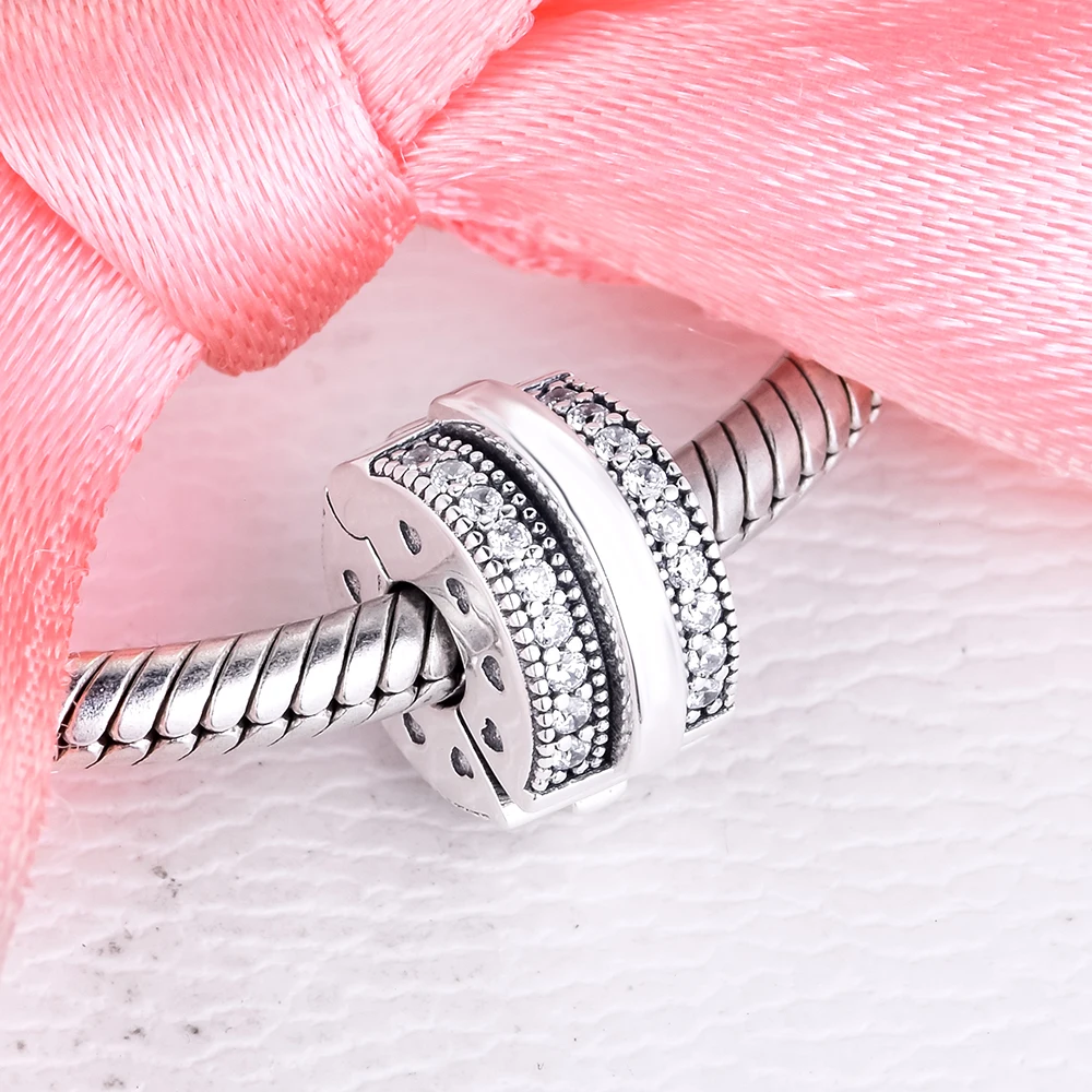 

Charms fits for Bracelets Necklaces 100% 925 Sterling Silver Jewelry Sparkling Pave Lines Clip Beads Free Shipping