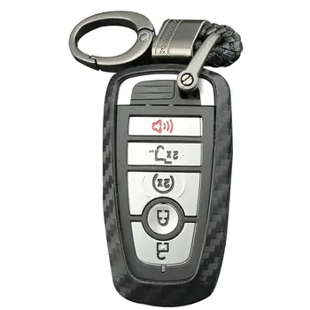 

For Ford Fusion F150 Mondeo Explorer Carbon Fiber Smart Key Fob Chain Cover Case