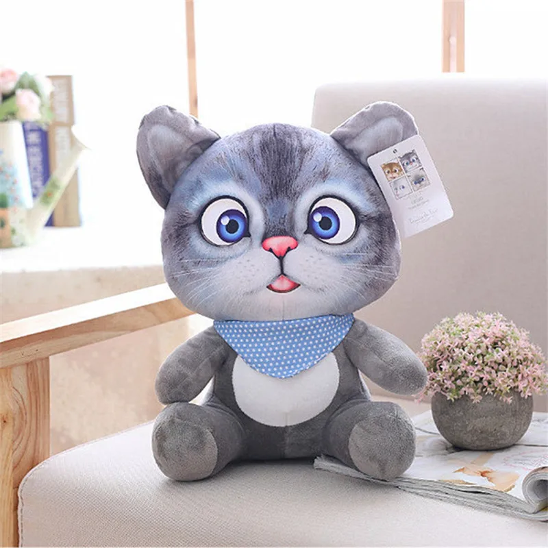 20 см милые мягкие 3D моделирование мягкие игрушки для кошек двустороннее сиденье диван подушка Kawaii Плюшевые Животные Кошки куклы игрушки подарки - Цвет: Gray