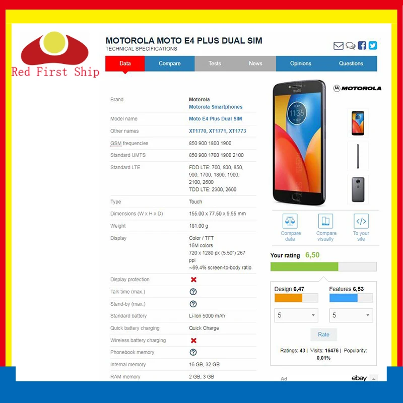 Motorola Moto E4 Plus - Specs