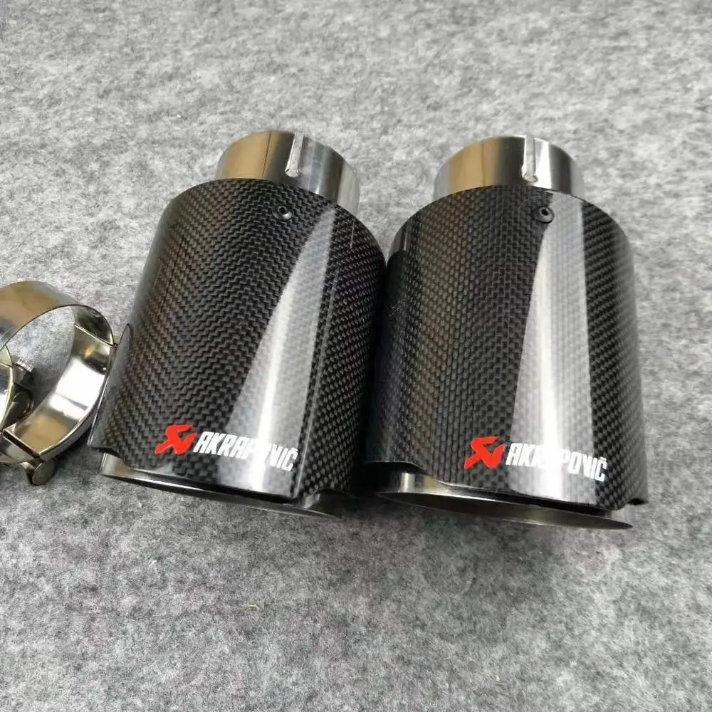 

Promotion: 2Piece Universal AKRAPOVIC Exhaust Tip Glossy carbon fiber exhaust pipe tail AK exhaust muffler Nozzle tips