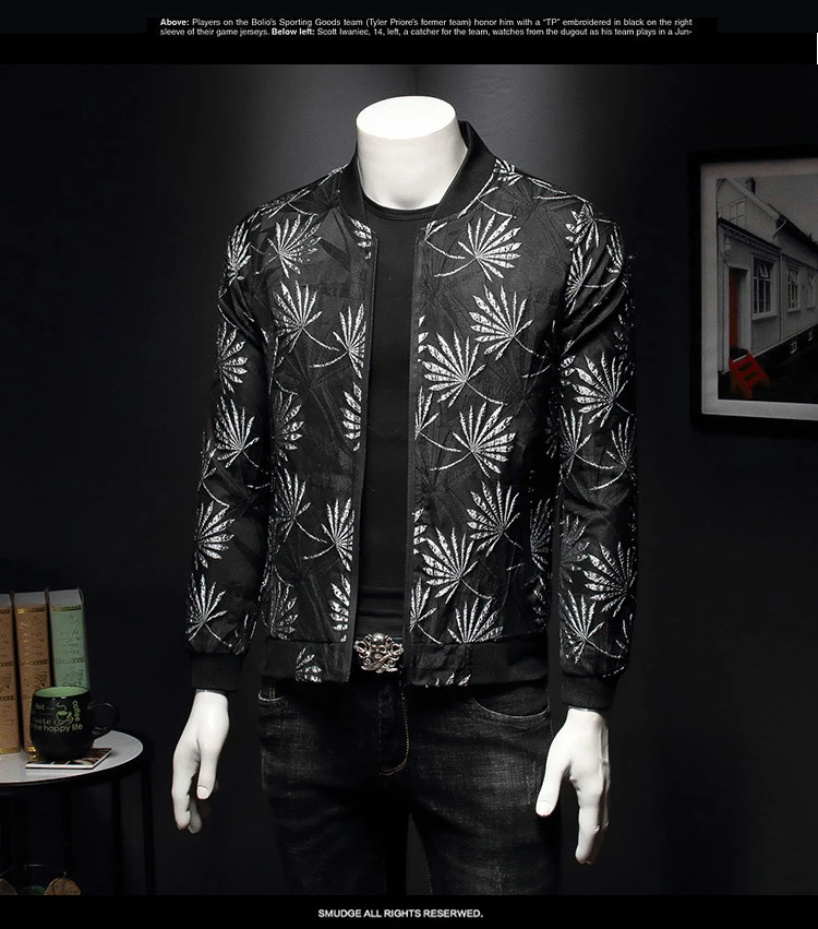 Bomber Jacket Men Autumn Casual Jacket Coat Flower Slim Fit Pattern Bomber Jacket Men 5xl Chaqueta Hombre Jaqueta Masculino