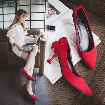 

Fashion women's shoes black work shoes stiletto heels female bow pointed 2020 spring new style
