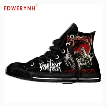 

Men's Canvas Casual Shoes Repulsion Band Metal Music Customize Pattern Color High Top Lace Up Lightweight Footwear For Men