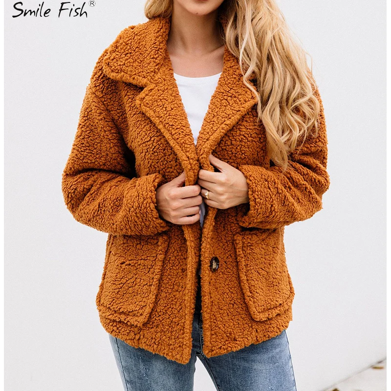 

Warm Autumn Winter Pockets Long Sleeve Buttons Turn Down Collar Women Coat Elegant Coats Wool Blends Woolen Streetwear GV932