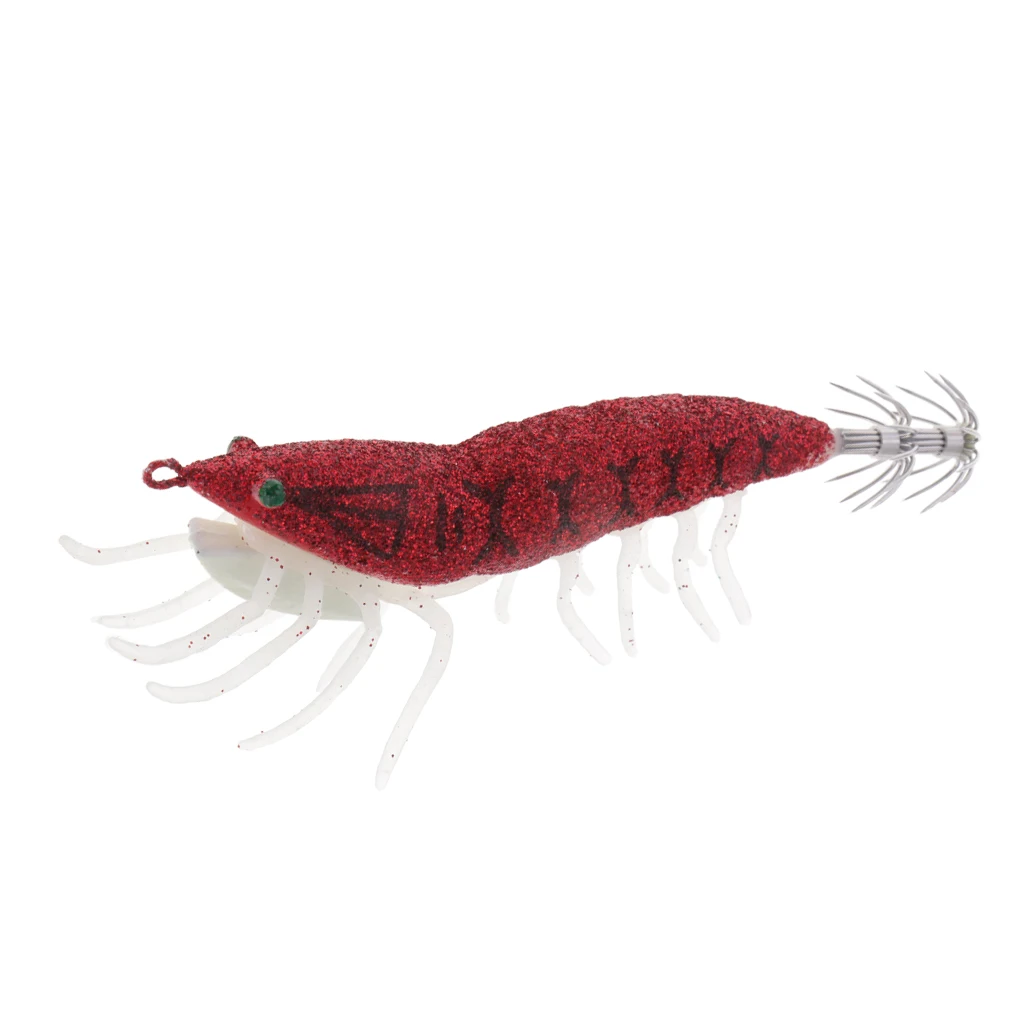 Saltwater Squid Jigs Hook Artificial Wood Shrimp Fishing Lure Hard Bait for Sleeve-fish/Squid/Octopus/Cuttlefish