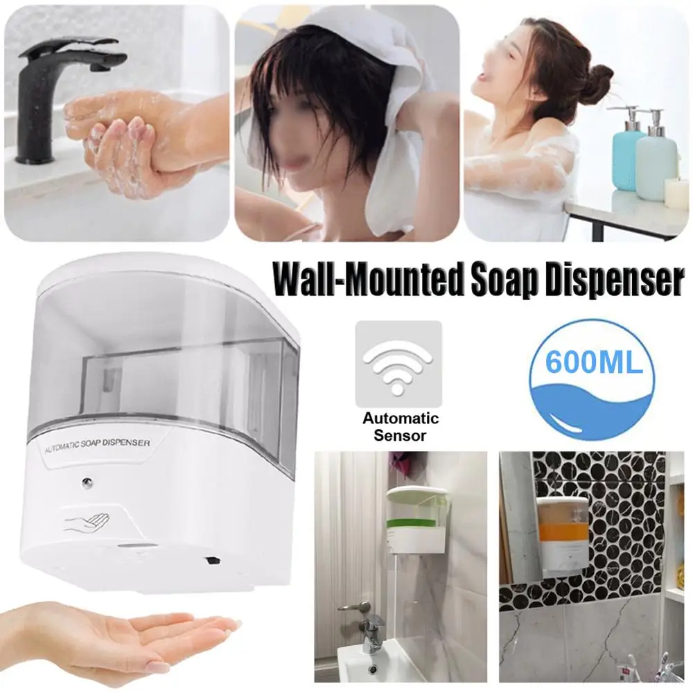 

600ml Automatic Soap Dispenser Touchless Sensor Hand Sanitizer Shampoo Detergent Dispenser Wall Mounted For Bathroom Kitchen