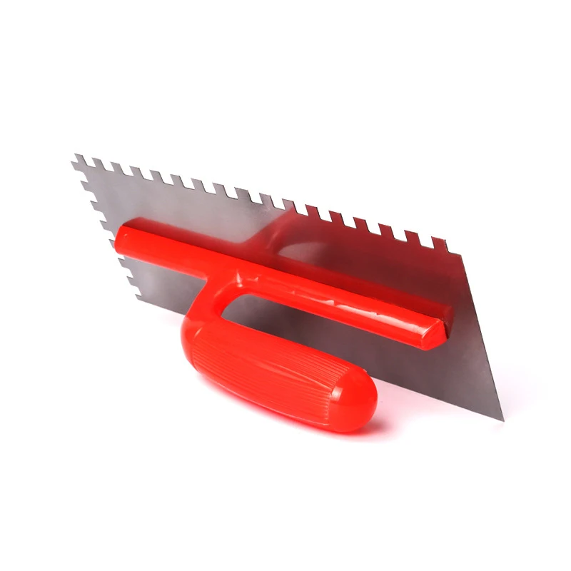 Stainless Cement Flaten Trowel with Notch Tiling Notched Trowel Square Notch with Handle for Wall Floor Tile Grout WWO66