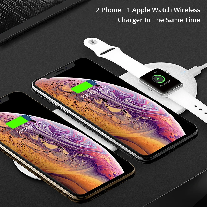 Bonola 3 in1 быстро Беспроводной Зарядное устройство Pad для iPhone Xs/XsMax/8/8 plus/Xr беспроводной зарядный блок для наручных часов Apple Watch/зарядное устройство для airpods