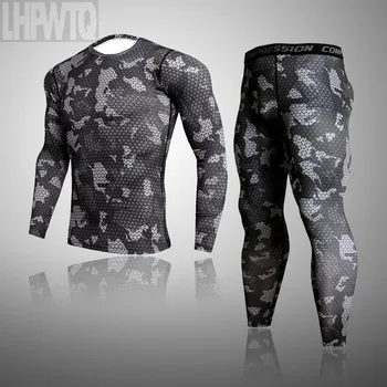 

New Camouflage Model winter Thermal Underwear Men Sets Compression Sweat Quick Drying Long Johns fitness bodybuilding shapers