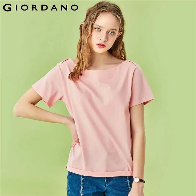 Giordano женская футболка с коротким рукавом и вырезом лодочкой водонепроницаемая