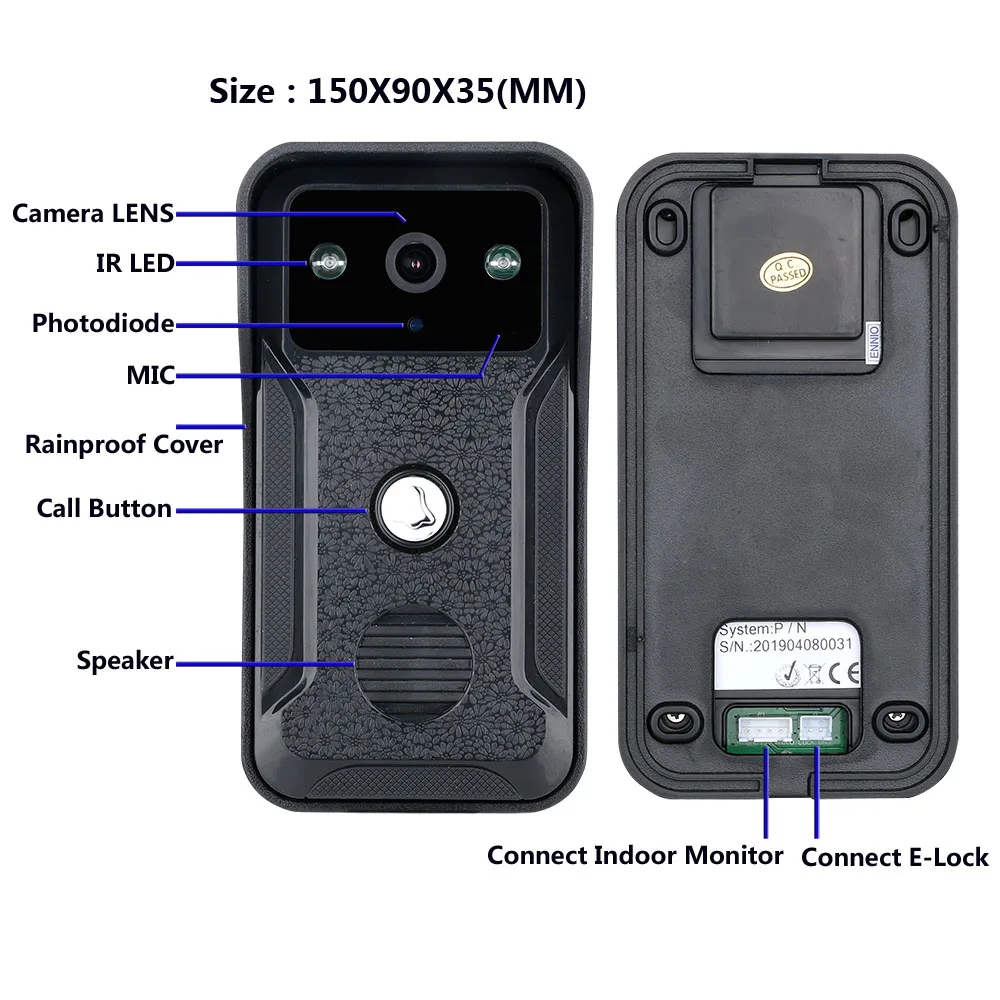 Белый комплект для видеодомофона 7 дюймов, проводной видеодомофон, записывающий дверной звонок, система внутренней связи с камерой AHD 1080P