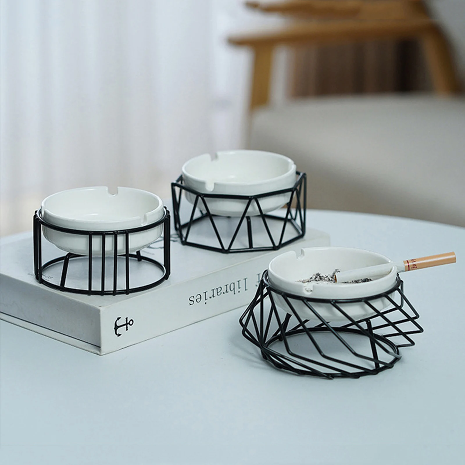 Ceramic Ashtray Hollow Out Ash Tray Ascherbecher Desktop Decor for Home Office Car Golden Black s ceramic ashtray