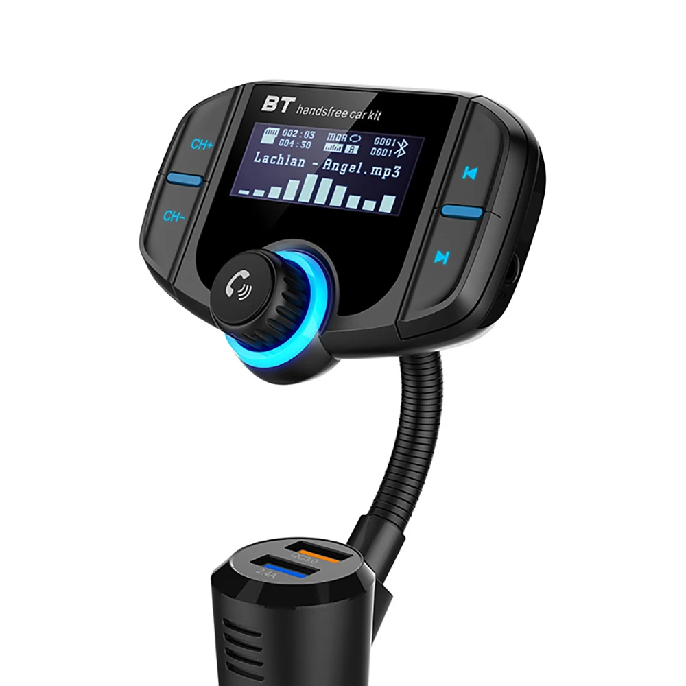 Автомобильный FM передатчик с экраном 1 7 дюйма улучшенный Bluetooth BT70 Quick charge 3 0