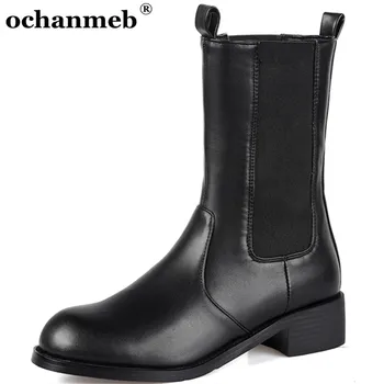 

Size 31-48 Women Chelsea Boots PU Leather Autumn Winter Shoes Woman Female Black White Brown Short Boots Teenager Girls Booties