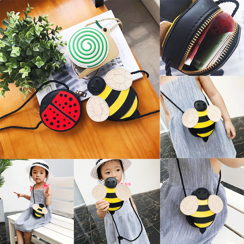 Cartoon Little Baby Girls Boys Messenger Bags Ladybug Mini Shoulder Bag Crossbody Kids Children PU Leather Purse Pouch Handbags