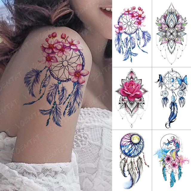 Waterproof Temporary Tattoo Sticker Color Dreamcatcher Feather Butterfly  Style Fake Tatto Flash Body Art Tatoo For Men Women - Temporary Tattoos -  AliExpress