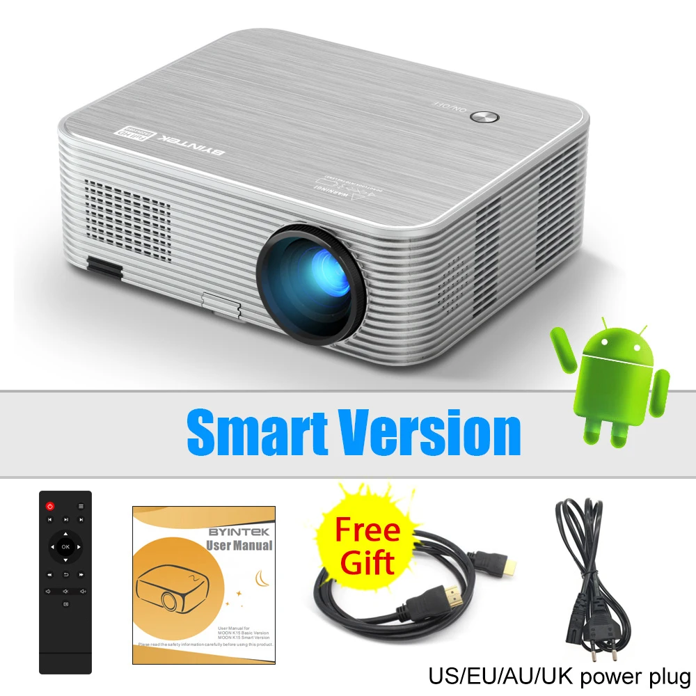BYINTEK K15 Full HD1080P 3D 4K Android Smart WIFI LED LCD Video Projector for Smartphone projector near me Projectors