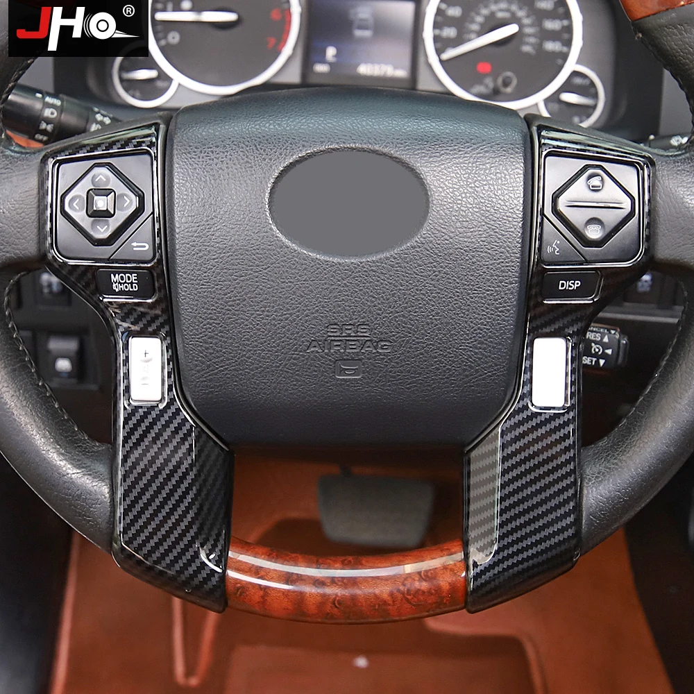 

JHO ABS Carbon Grain Steering Wheel Overlay Cover Trim For Toyota Tundra 2014 -2020 2019 2015 2016 2017 2018 Car Accessories