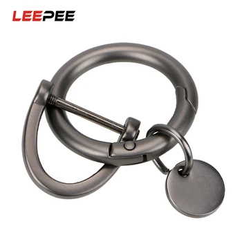 

LEEPEE D Shape Horseshoe Key Holder Metal Key Rings Interior Accessories Thick Rod Car Keychain Personalized Men Gift