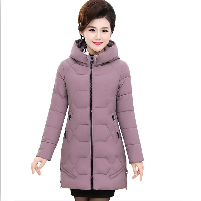 

Plus Size 4XL Mother Clothing 2019 New Winter Coat Jacket Women Pakras Long Slim Thickening Warm Pakra Women Outerwear Black