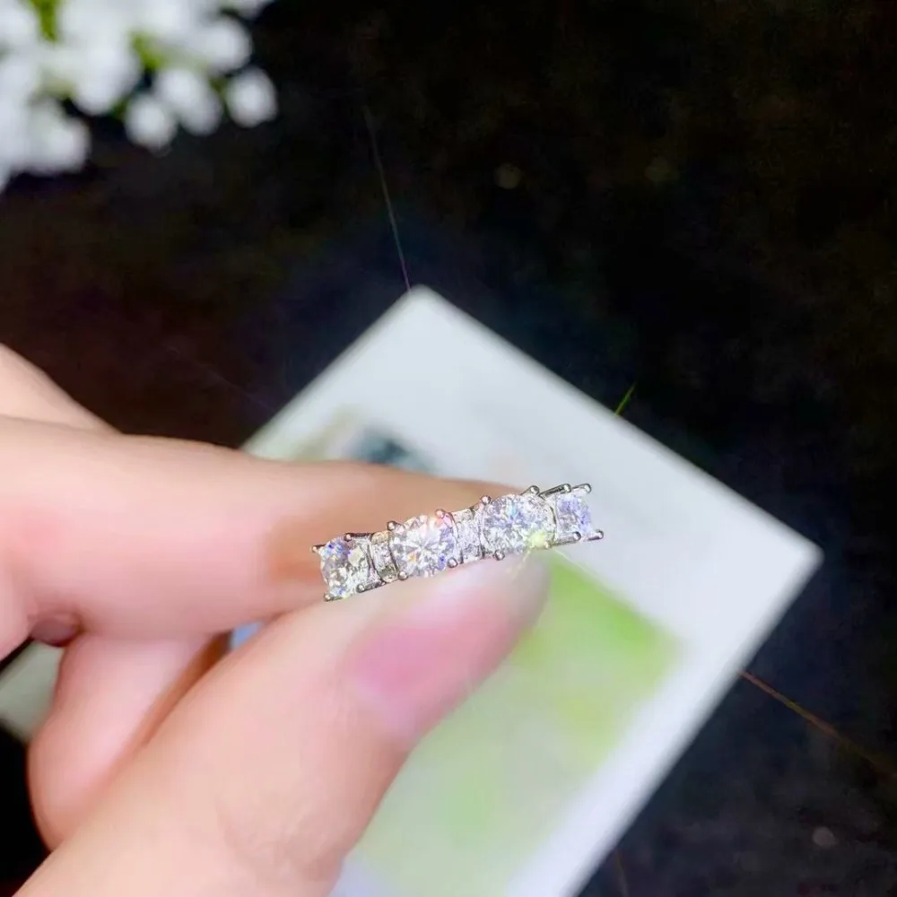 Moissanite красивое резьбовой калибр-кольцо, серебряное кольцо с бриллиантом 925 пробы. Модные украшения, мелкие бриллианты