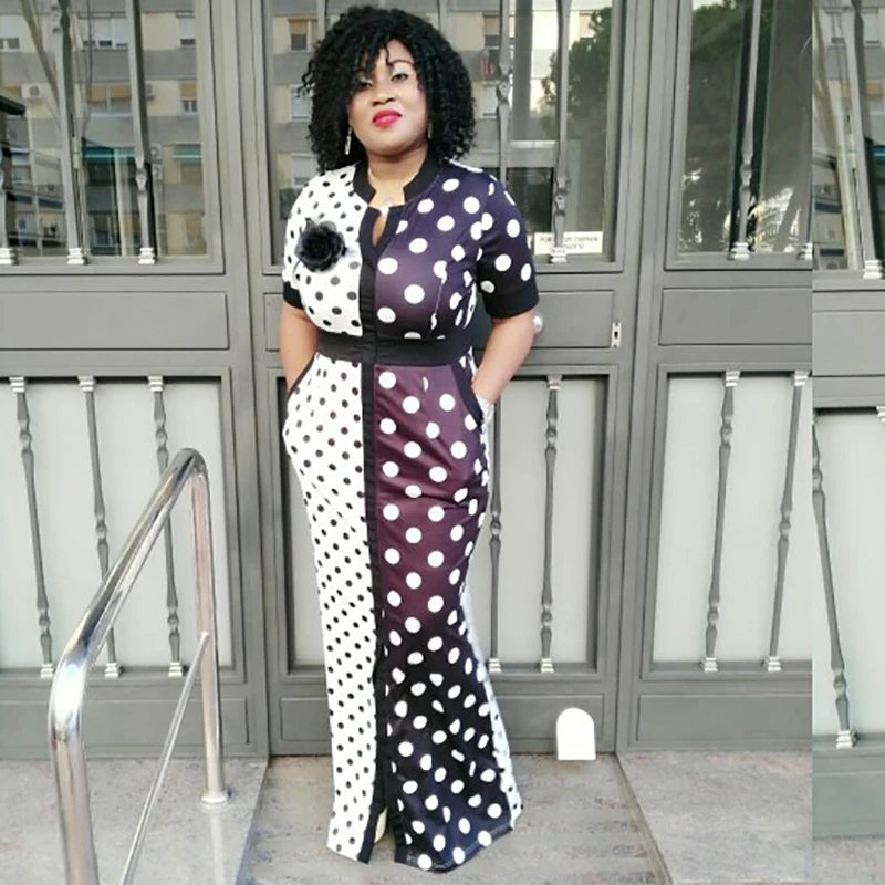 Винтажное платье в горошек белого и черного цвета с принтом Ретро женское летнее