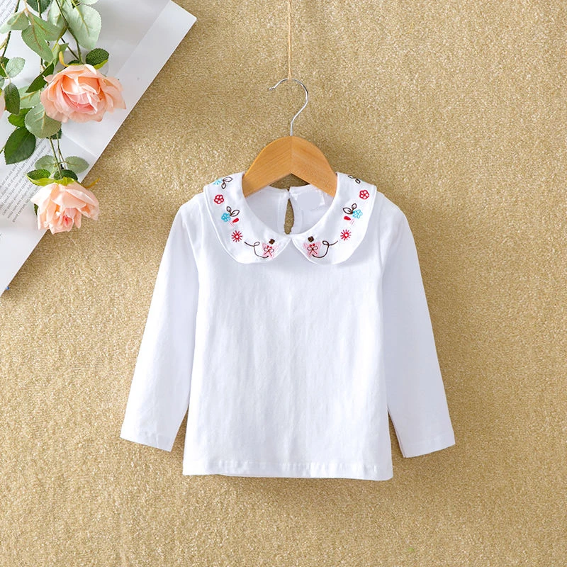 Girls Blouses Cotton Children Tops Autumn School Girl Blouse Kids Spring Clothes Girls Shirt Long Sleeve infant toddlers bow