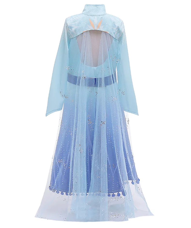 Newest Princess Dress for Girls Snow Queen Elsa Cosplay Christmas Dress Disfraz Elsa 2 Party Long Sleeve Long Vestidos 12Ys