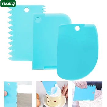 

3pcs/Set DIY Plastic Sawtooth Scraper Shaped Cake Cream Scraper Fondant Dough Scraper Set Cream Knife Kitchen Baking Pastry Tool