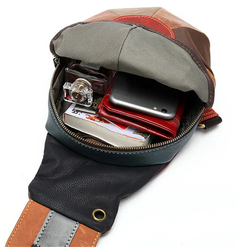 XMESSUN Women Genuine Leather Chest Bag Luxury Cowhide Leather Stitching Hat Bag Female Shoulde Messenger Travel Bag F294
