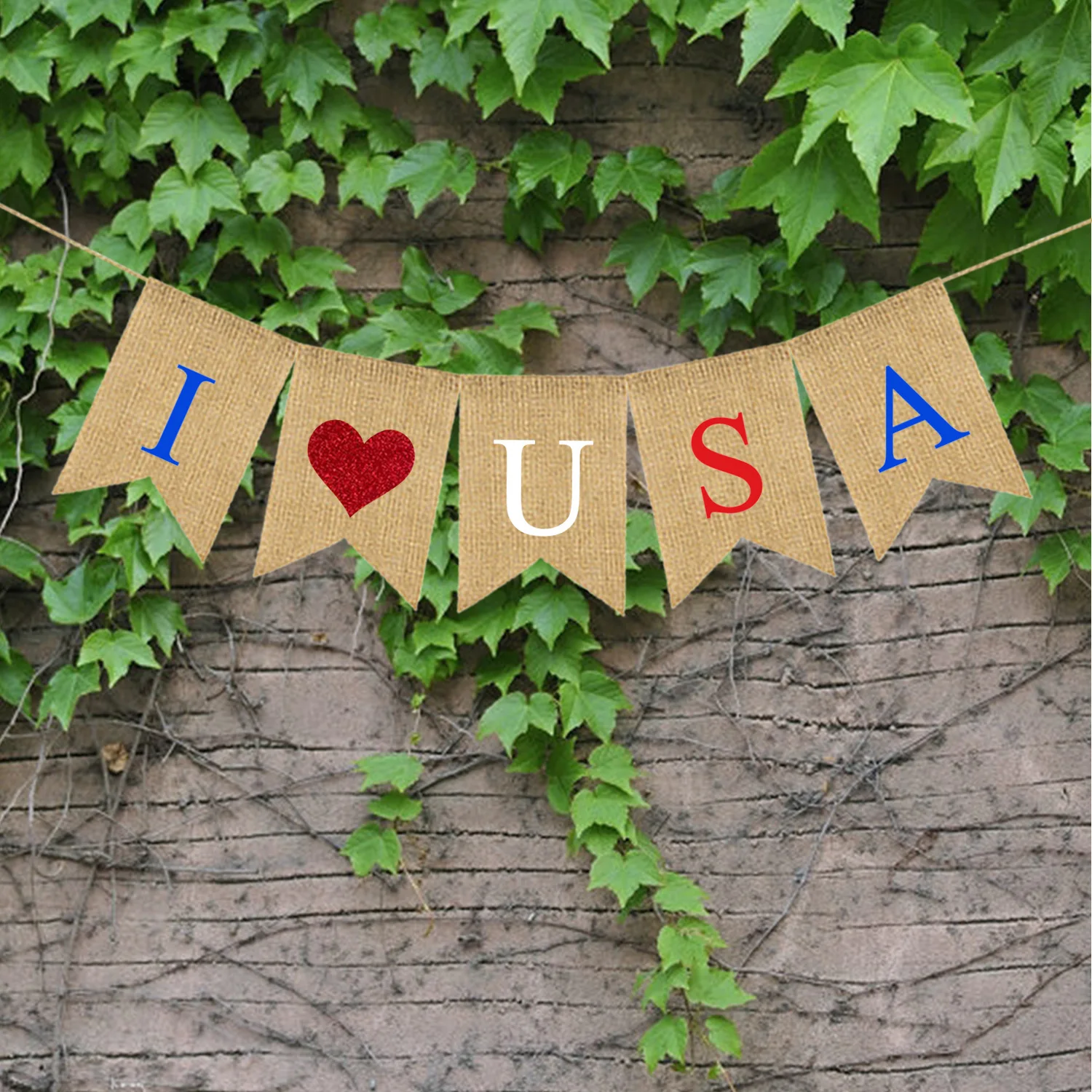 Джутовый мешковатый I Love баннер с символикой США День независимости США 4 июля каминный Декор