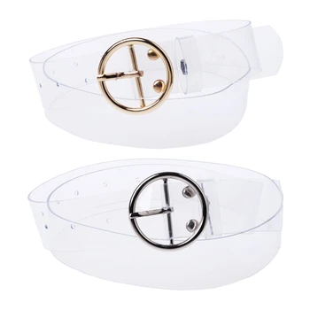 

Women Fashion Transparent Belt Round Shape Buckle Invisible Clear Waist Belt